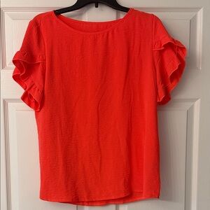 SHEIN burnt orange Ruffled Sleeve Blouse